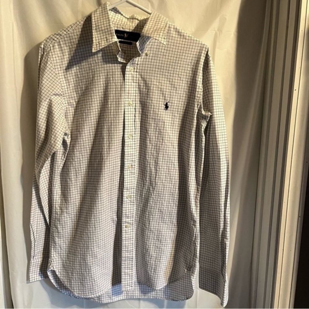 Ralph Lauren Button Down Shirt 15.5” Neck Purple Striped Preppy Pony Business
